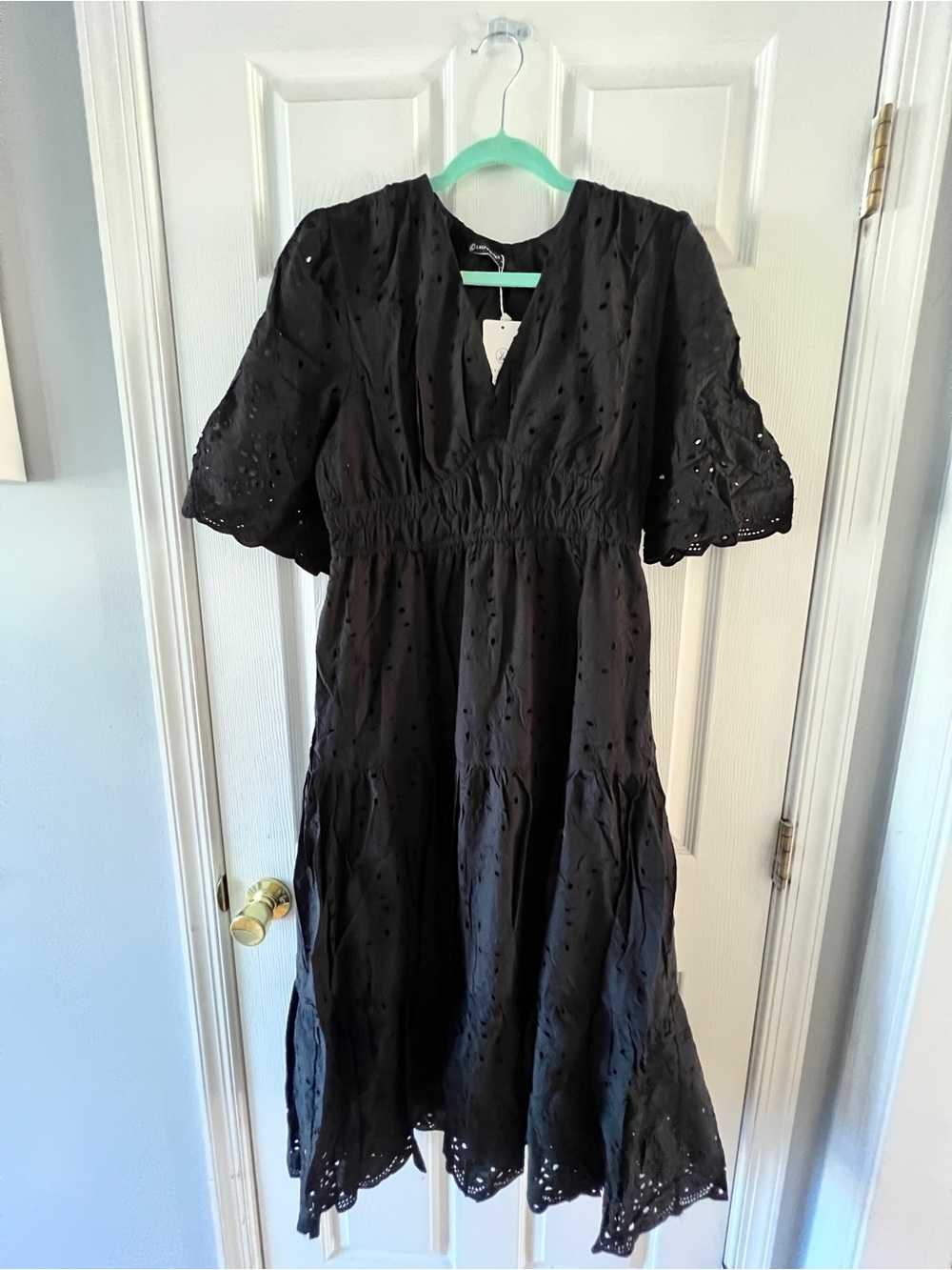Black Eyelet Midi Dress - Brand Unknown
